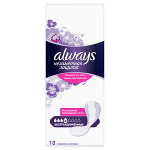 Прокладки ежедневные женские ALWAYS (Олвейс) Незаметная защита Экстраудлиненные ароматизированные 18 шт