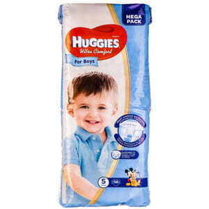 Підгузки для дітей HUGGIES (Хагіс) Ultra Comfort Mega (Ультра комфорт мега) 5 для хлопчиків від 12 до 22 кг 56 шт