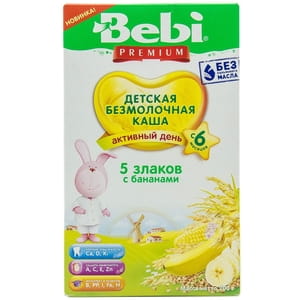 Каша безмолочная детская KOLINSKA BEBI Premium (Колинска беби премиум) 5 злаков с бананами для детей с 6-ти месяцев 200 г