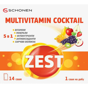 Витамины ZEST (Зест) Multivitamin Cocktail (Мультивитаминный коктейль) с цинком в саше 14 шт