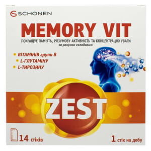 Вітаміни ZEST (Зест) Memory Vit (Меморі Віт) в стіках 14 шт