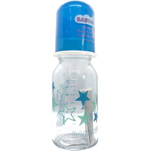Пляшечка для годування BABY-NOVA (Бебі нова) Декор скляна для хлопчика колір в асортименті 125 мл