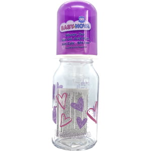 Пляшечка для годування BABY-NOVA (Бебі нова) Декор скляна для дівчинки колір в асортименті 125 мл