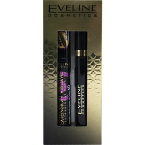 Набор EVELINE (Эвелин) Тушь для ресниц Extension Volume Professional Make Up 10 мл + Корректор для бровей Eyebrow Corrector 5 в 1 бесцветный 9 мл