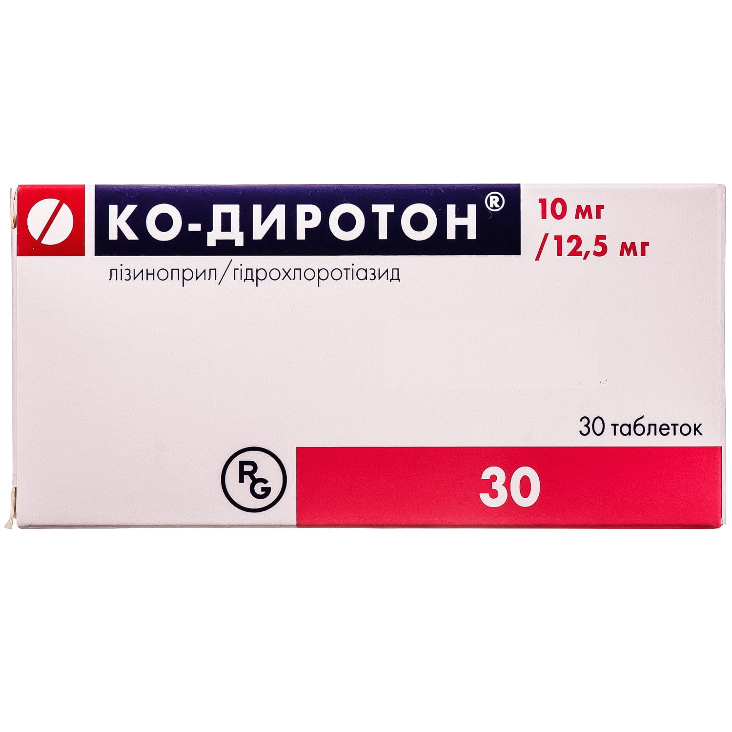 Ко-диротон таблетки 10 мг/12,5 мг 3 блистера по 10 шт (5997001362174 .