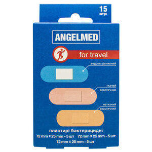 Пластырь медицинский Angelmed (АнгелМед) набор Туристический разных размеров 15 шт