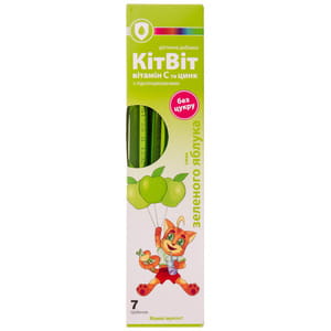 Диетическая добавка КИТВИТ Витамин С + цинк вкус зеленое яблоко крепкий иммунитет соломинки 7 шт