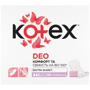 Прокладки ежедневные женские KOTEX (Котекс) Normal Plus Deo (Нормал Плюс део) 56 шт