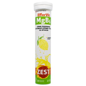 Витамины ZEST (Зест) EfferVit MgB6 (ЭфферВит MgB6) таблетки водорастворимые 20 шт