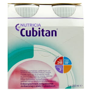 Харчовий продукт для спеціальних медичних цілей: ентеральне харчування Cubitan (Кубітан) зі смаком полуниці 4 пляшечки по 200 мл