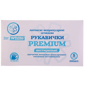 Перчатки Dr.White Premium (Др.Вайт Премиум) смотровые латексные непудренные нестерильные размер S 1 пара