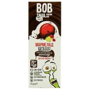 Мармелад фруктовый детские Bob Snail (Боб Снеил) Улитка Боб яблоко-вишня в бельгийском черном шоколаде 27 г