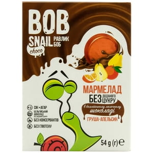 Мармелад фруктовый детские Bob Snail (Боб Снеил) Улитка Боб груша-апельсин в бельгийском молочном шоколаде 54 г