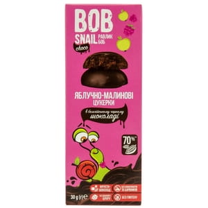 Цукерки дитячі натуральні Bob Snail (Боб Снеіл) Равлик Боб яблучно-малинові в бельгійському чорному шоколаді 30 г