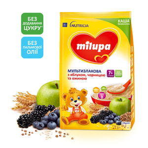 Каша безмолочная детская Нутриция Milupa (Милупа) Мультизлаковая с яблоком, черникой и ежевикой с 7-ми месяцев мягкая упаковка 170 г