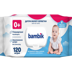 Салфетки влажные BAMBIK (Бамбик) детские с овсяным молочком с клапаном 120 шт