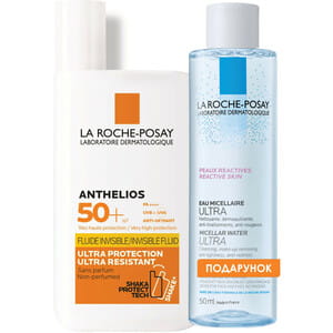 Набір La Roche-Posay (Ля Рош-Позе) Флюїд для обличчя Антеліос сонцезахисний для чутливої шкіри SPF50+ 50 мл + Вода міцелярна 50 мл