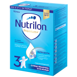 Смесь молочная детская Нутриция NUTRILON (Нутрилон) 3 Premium+ с постбиотиками с 12 до 18 месяцев 600 г