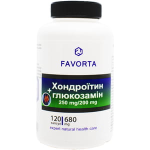 Хондроитин + глюкозамин капсулы FAVORTA (Фаворта) для нормализации работы суставов и позвоночника флакон 120 шт