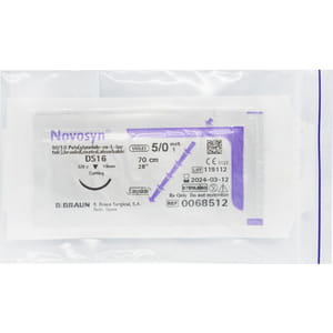 Шовный материал хирургический Novosyn (Новосин) размер USP 5/0 (1) длина 70 см, игла обратно-режущая 16 мм, 3/8 круга, цвет фиолетовый DDP C0068512