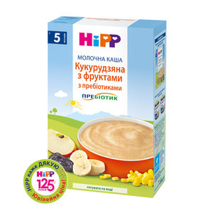 Каша молочная детская HIPP (Хипп) Кукурузная с фруктами и пребиотиками 250 г