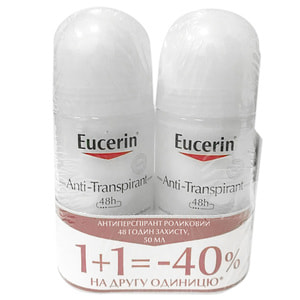 Антиперспирант роликовый для тела EUCERIN (Юцерин) 48 часов защиты 50 мл 1 + 1