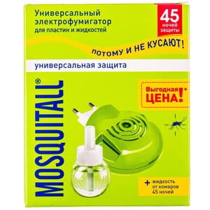 Набір від комарів MOSQUITALL (Москітол) Рідина 45 ночей Універсальний захист 30 мл + електрофумігатор