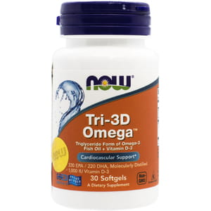 Омега TRI-3D NOW (Нау) капсулы мягкие рыбий жир омега-3 с витамин D3 флакон 30 шт