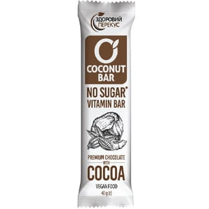 Батончик кокосовий Здоровий перекус вітамінізований з какао  в шоколадній глазурі 40 г