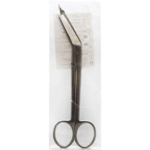 Ножниці медичні горизонтально-зігнуті для розрізання пов'язок з ґудзичком по Lister 18,5 см артикул 21.1980 SURGIWELOMED