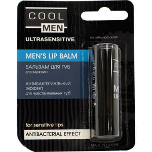 Бальзам для чутливих губ COOL MEN ULTRASENSITIVE (Кул мен ультрасенсетів) Антибактеріальний ефект чоловічий 4,8 г