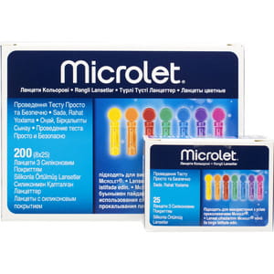Ланцети з силіконовим покриттям Microlet (Мікролєт) голка розмір 30G 200 шт
