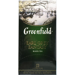 Чай черный GREENFIELD (Гринфилд) Earl Grey Fantasy с ароматом бергамота в фильтр-пакетах по 2 г 25 шт
