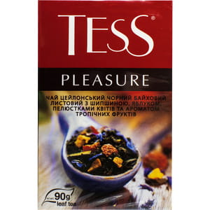 Чай черный TESS (Тесс) Pleasure цейлонский байховый листовой с шиповником, яблоком и лепестками цветов 90 г