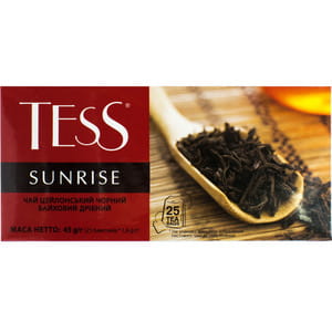 Чай черный TESS (Тесс) Sunrise цейлонский байховый мелкий в фильтр-пакетах по 1,8 г 25 шт