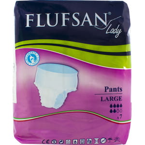 Підгузки-трусики для дорослих FLUFSAN (Флуфсан) жіночі Large розмір L (70+ кг) 7 шт