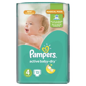 Подгузники для детей PAMPERS (Памперс) Active Baby-Dry (Актив Бэби-драй) 4 от 7 до 14 кг 13 шт