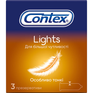 Презервативи латексні з силіконовою змазкою CONTEX (Контекс) Lights (Лайтс) особливо тонкі 3 шт