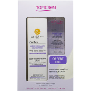 Набор для лица Topicrem (Топикрем) Calm+ (Калм) Крем успокаивающий, защитный SPF 50 40 мл + Вода мицеллярная успокаивающая 40 мл
