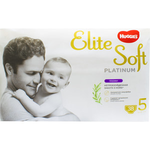Подгузники-трусики для детей HUGGIES (Хаггис) Elite Soft (Элит софт) Platinum 5 от 12 до 17 кг 38 шт