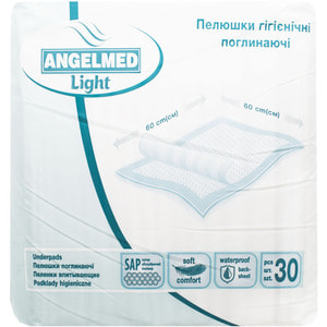 Пелюшки гігієнічні вбираючі Angelmed (АнгелМед) light розмір 60см x 60см 30 шт