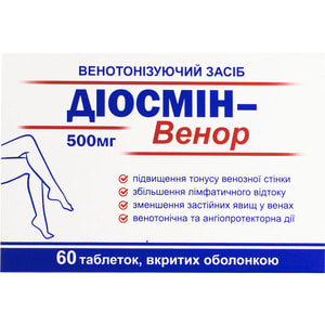 Диосмин-венор таблетки по 500 мг венотонизирующее средство упаковка 60 шт