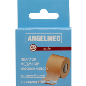 Пластырь медицинский Angelmed (АнгелМед) на тканевой основе телесного цвета размер 2,5 см х 500 см 1 шт