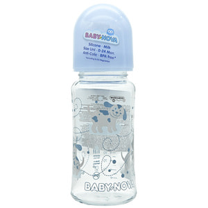 Бутылочка для кормления BABY-NOVA (Беби нова) Декор стеклянная с широким горлышком для мальчика 230 мл