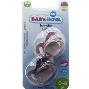 Пустушка силіконова BABY-NOVA (Бебі нова) ортодонтична з кільцем для дівчинки розмір 1 упаковка 2 шт
