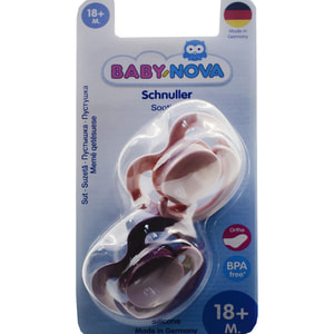Пустышка силиконовая BABY-NOVA (Беби нова) ортодонтическая с кольцом для девочки размер 3 упаковка 2 шт