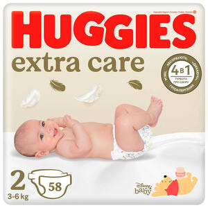 Подгузники для детей HUGGIES (Хаггис) Elite Soft Extra Care (Элит софт) 2 от 3 до 6 кг 58 шт