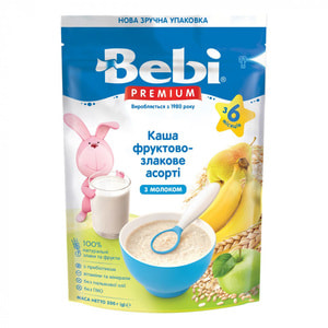 Каша молочна дитяча BEBI PREMIUM (Бебі Преміум) Фруктово-злакове асорті м'яка упаковка 200 г
