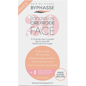 Смужки для депіляції обличчя та делікатних зон BYPHASSE (Біфаз) для чутливої шкіри 20 шт