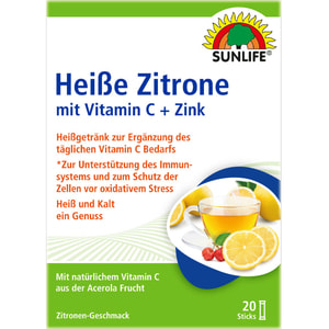 Напій гарячий з вітамінами SUNLIFE (Санлайф) Heibe Zitrone Vitamin C + Zink Sticks стік 4 г упаковка 20 шт